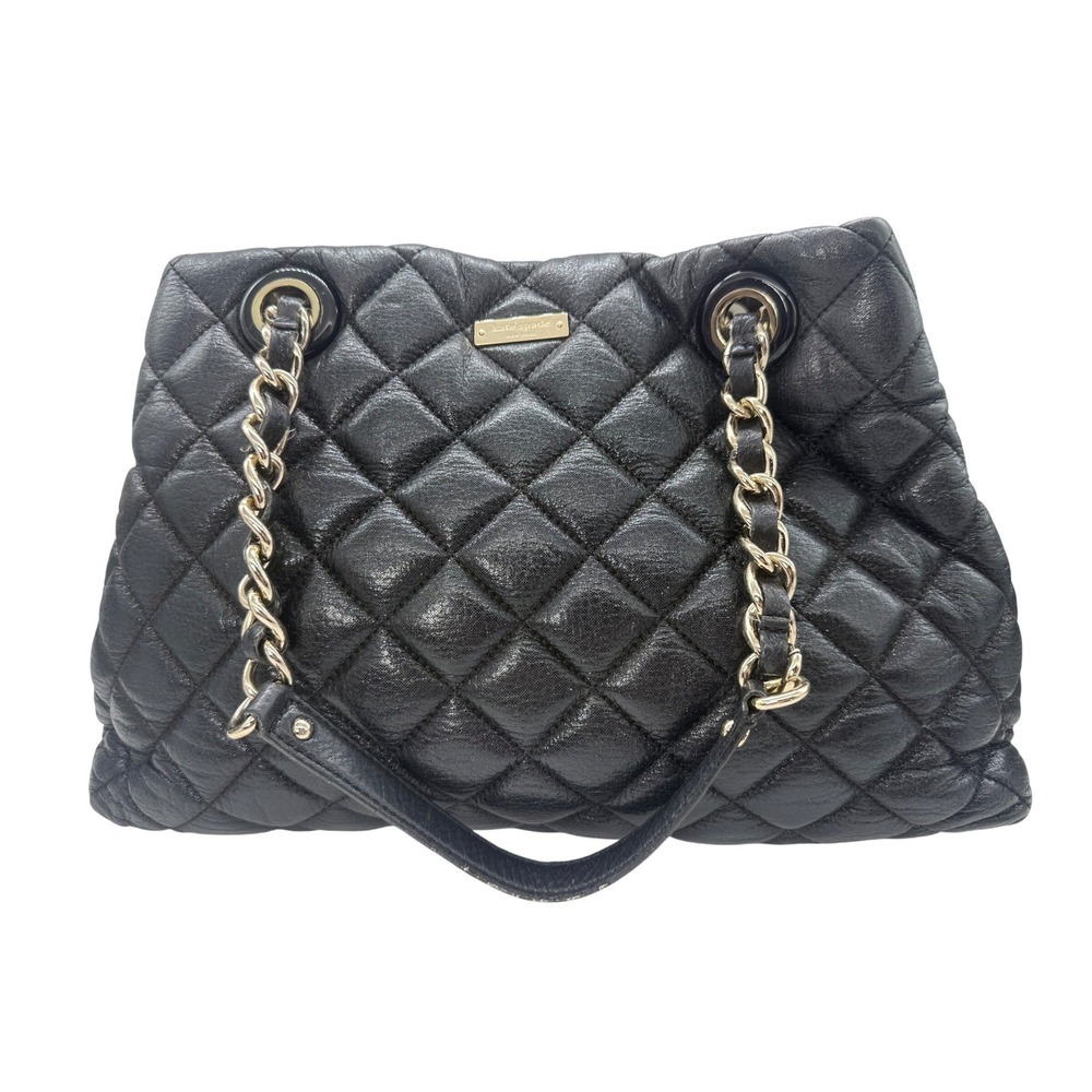Kate Spade Maryanne Black Quilted Leather‎ Shoulder Bag Gold Chain Strap